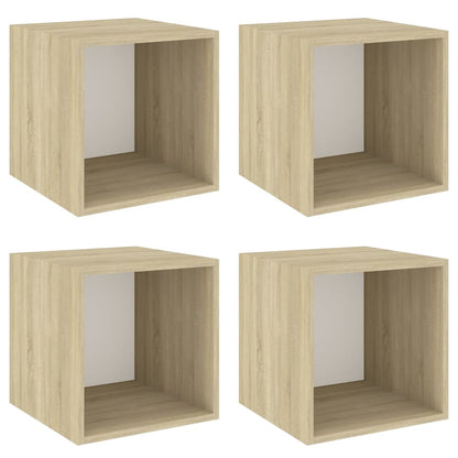 Wandschränke 4 Stk. Weiß Sonoma-Eiche 37x37x37 cm Holzwerkstoff