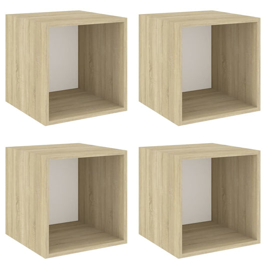 Wandschränke 4 Stk. Weiß Sonoma-Eiche 37x37x37 cm Holzwerkstoff