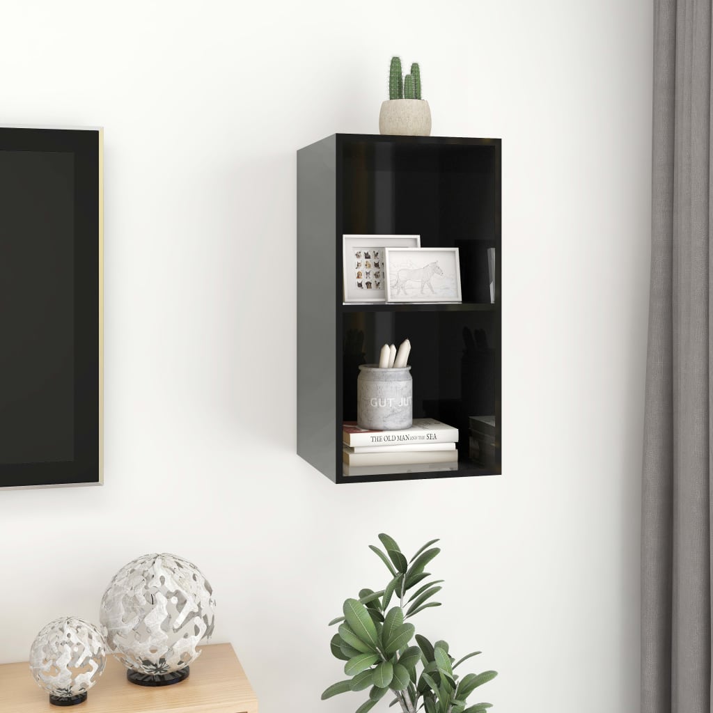 TV-vægskab sort højglans 37x37x72 cm træmateriale