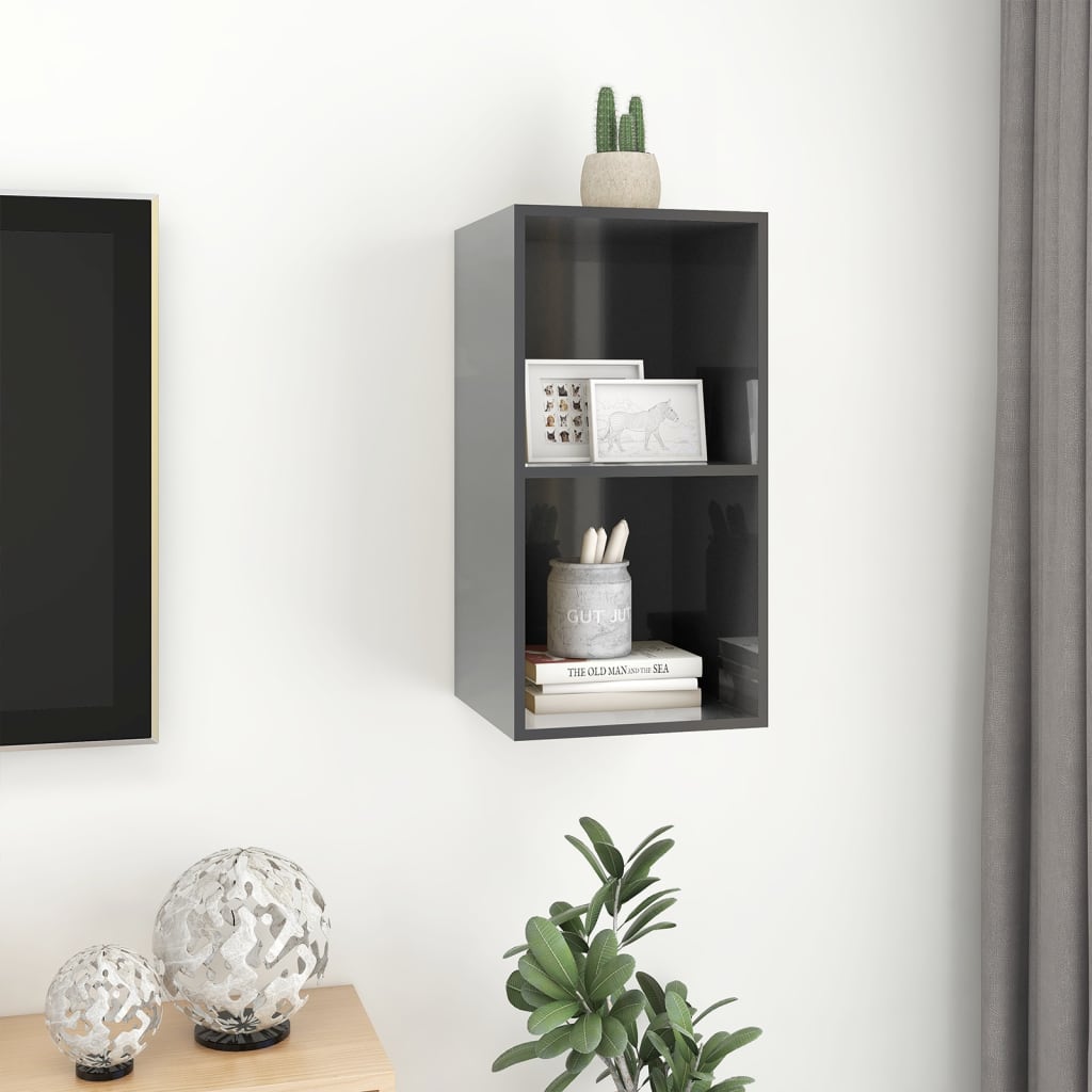 TV overskab højglans grå 37x37x72 cm træmateriale