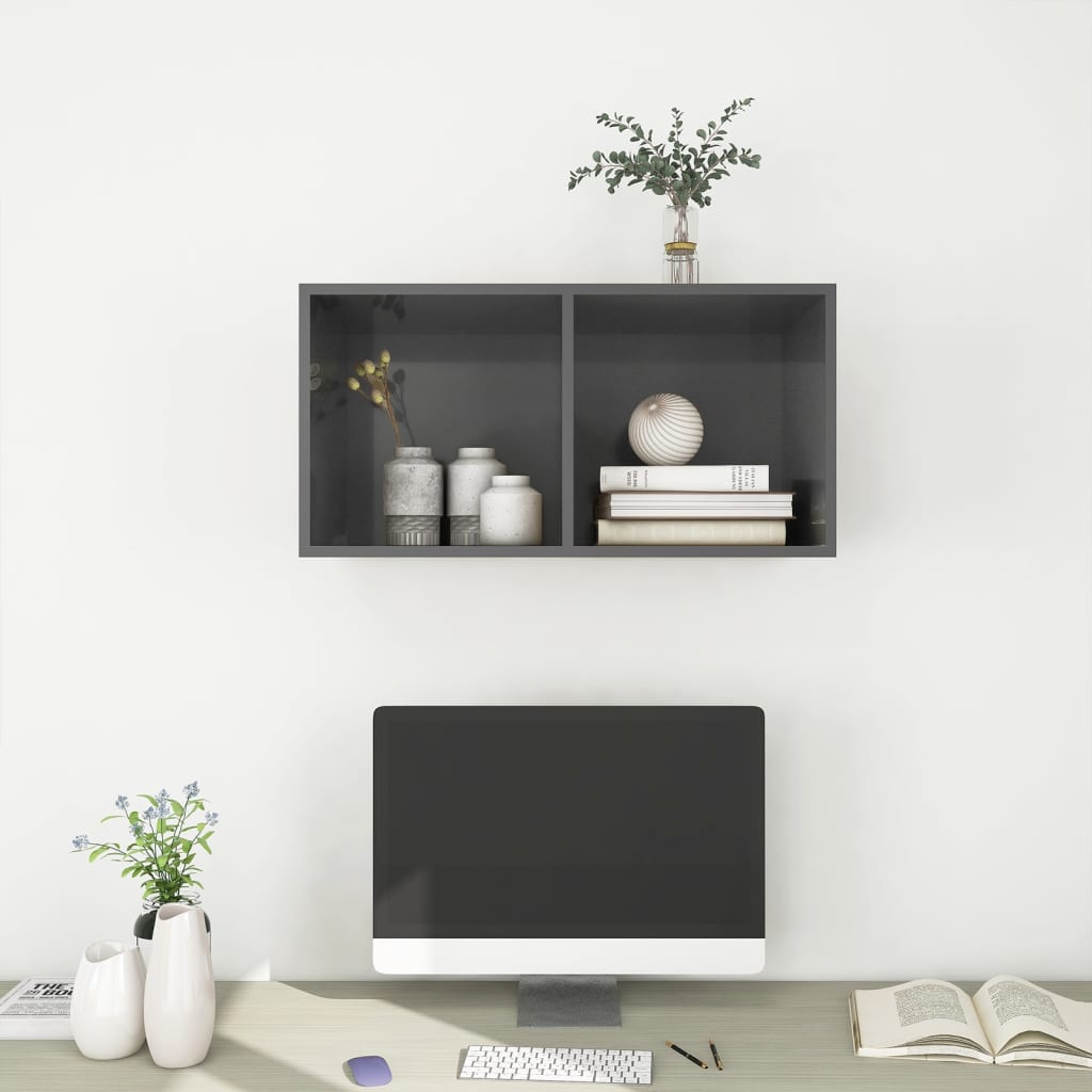 TV overskab højglans grå 37x37x72 cm træmateriale