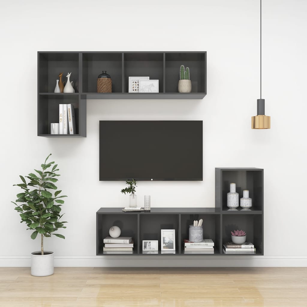 TV overskab højglans grå 37x37x72 cm træmateriale