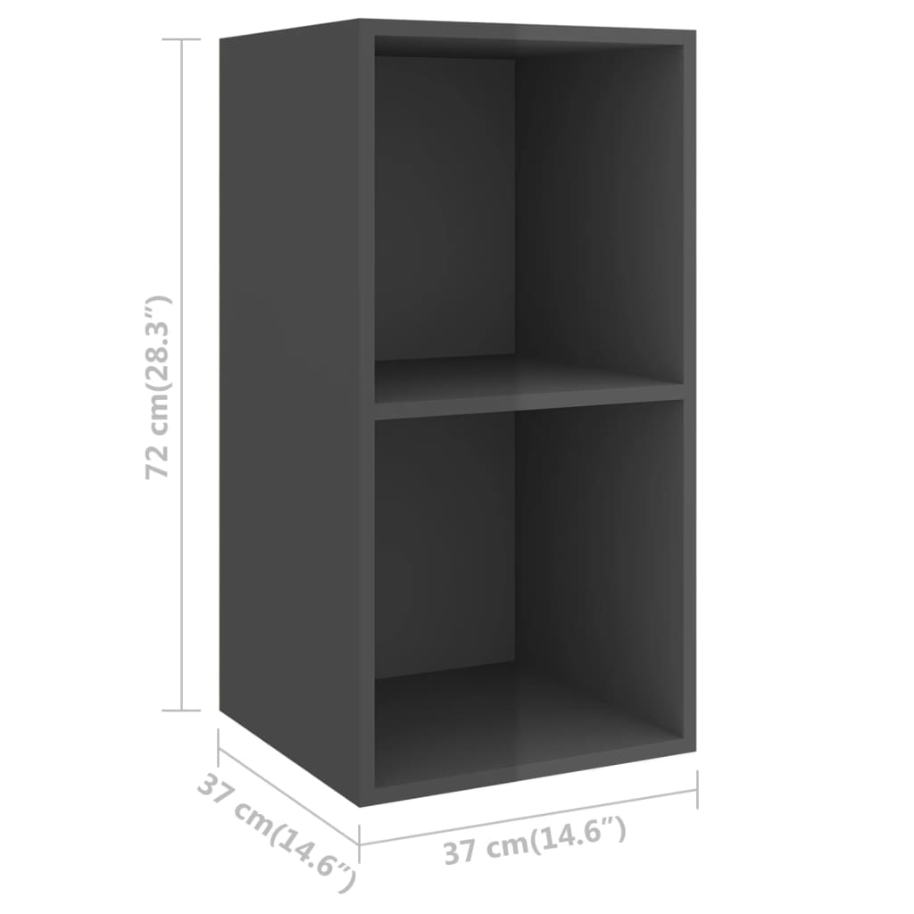 TV overskab højglans grå 37x37x72 cm træmateriale