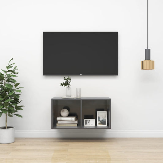 TV overskab højglans grå 37x37x72 cm træmateriale