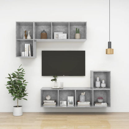 TV-Wandschrank Betongrau 37x37x107 cm Holzwerkstoff