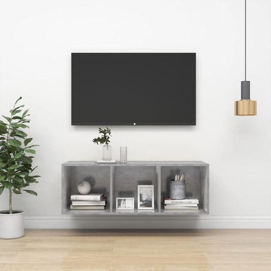 TV-Wandschrank Betongrau 37x37x107 cm Holzwerkstoff