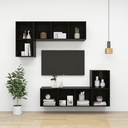 TV-vægskab sort højglans 37x37x107 cm træmateriale
