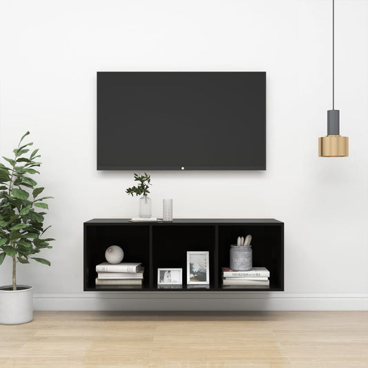 TV-vægskab sort højglans 37x37x107 cm træmateriale