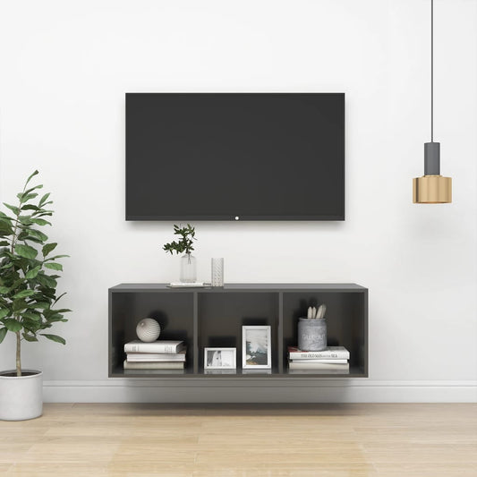 TV overskab højglans grå 37x37x107 cm træmateriale