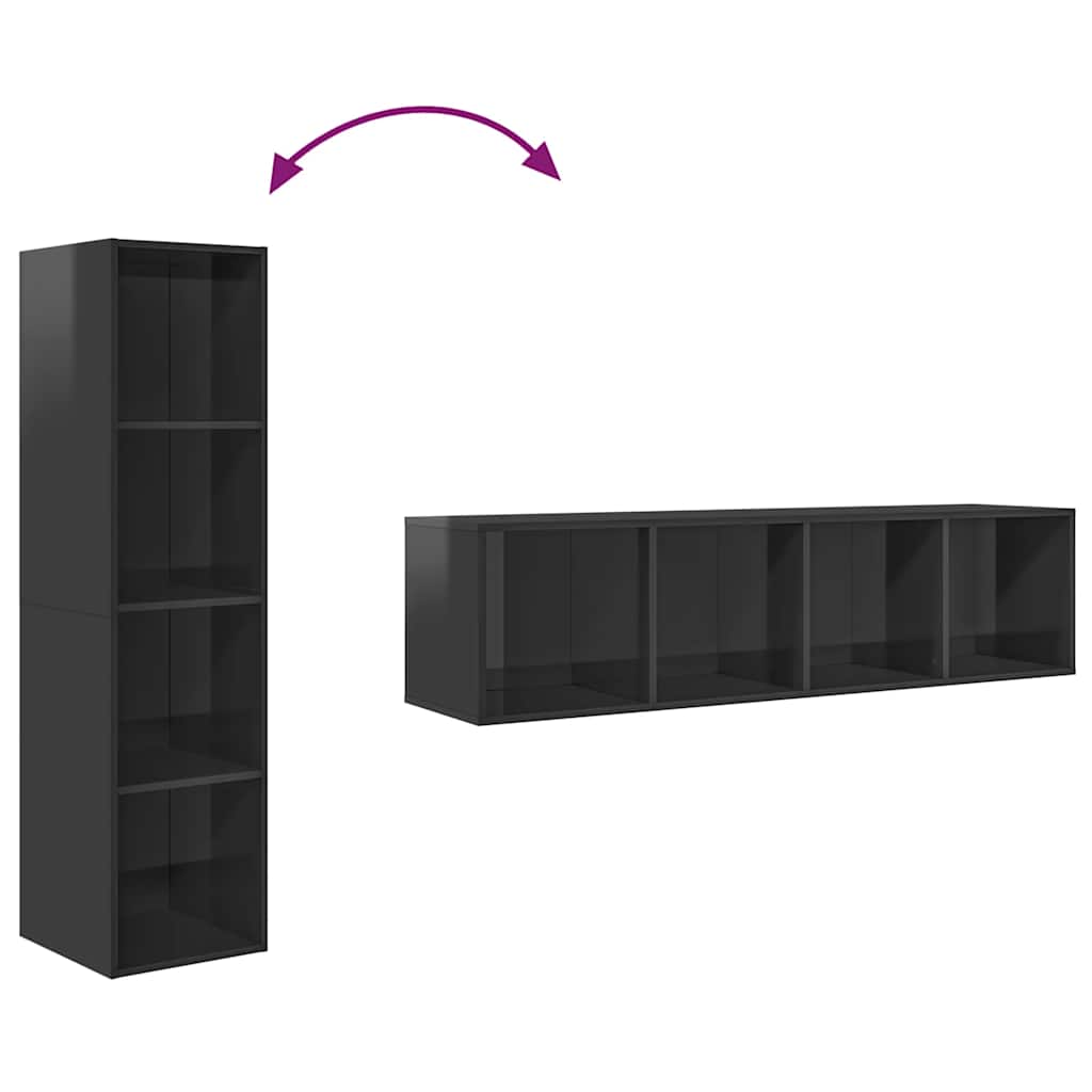 TV overskab højglans grå 37x37x142,5 cm træmateriale