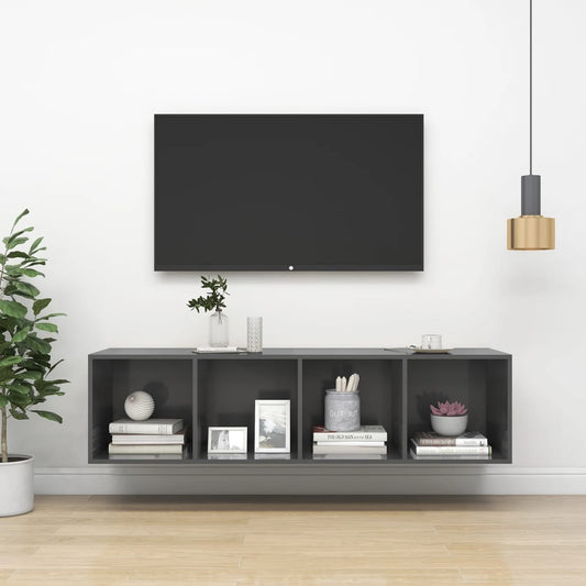 TV overskab højglans grå 37x37x142,5 cm træmateriale