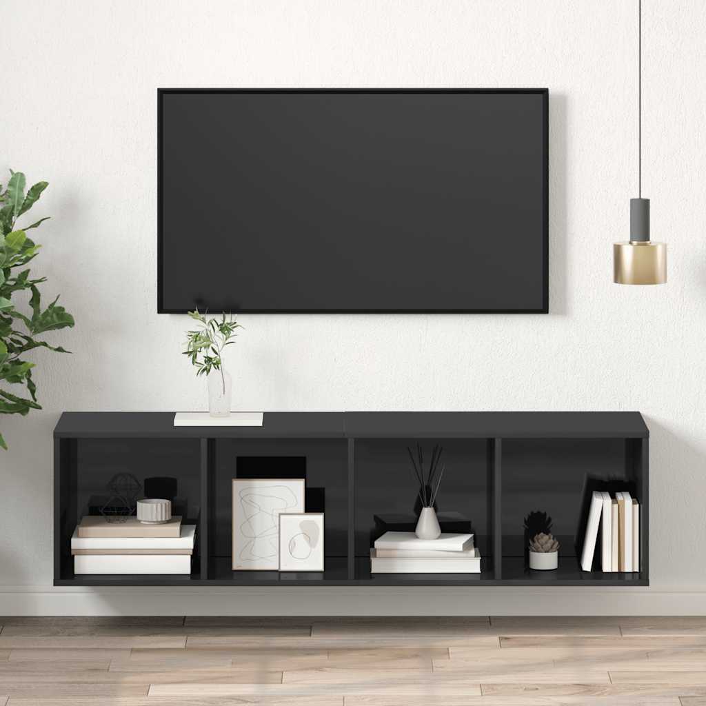 TV overskab højglans grå 37x37x142,5 cm træmateriale