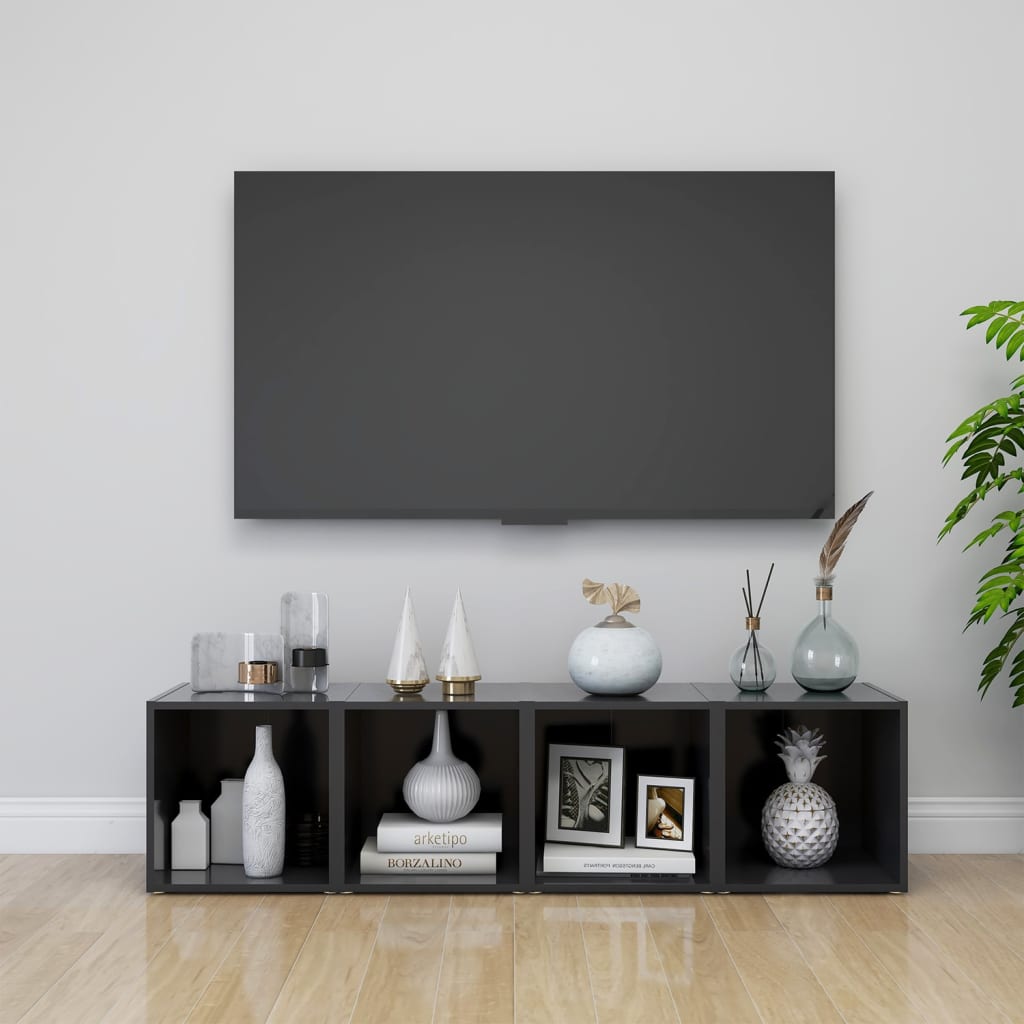 TV-skabe 4 stk Grå 37x35x37 cm træmateriale