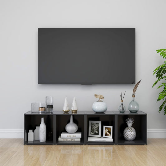 TV-skabe 4 stk Grå 37x35x37 cm træmateriale