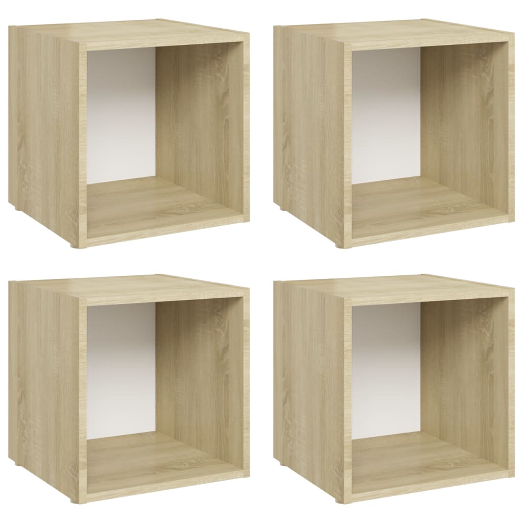TV-skabe 4 stk Hvid Sonoma eg 37x35x37 cm træmateriale