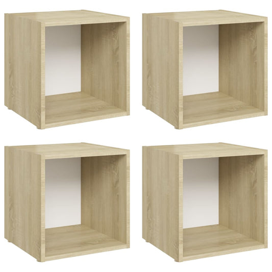 TV-skabe 4 stk Hvid Sonoma eg 37x35x37 cm træmateriale