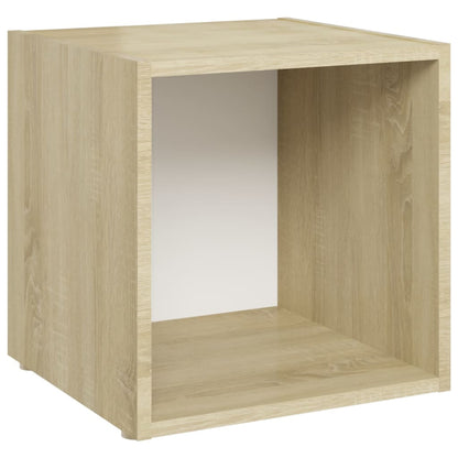 TV-skabe 4 stk Hvid Sonoma eg 37x35x37 cm træmateriale