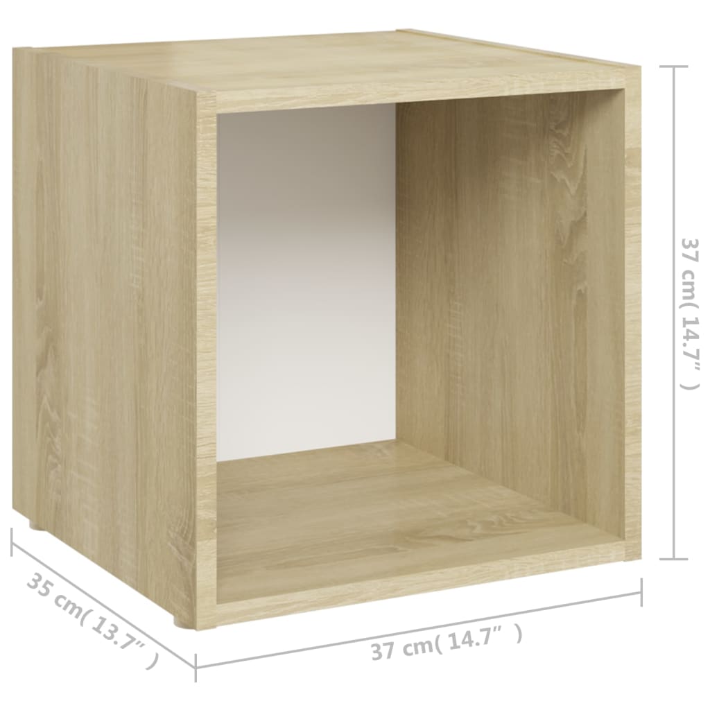 TV-skabe 4 stk Hvid Sonoma eg 37x35x37 cm træmateriale