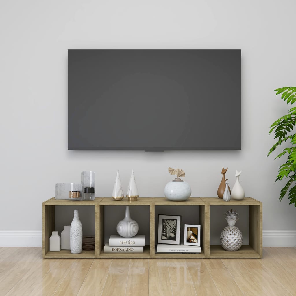 TV-skabe 4 stk Hvid Sonoma eg 37x35x37 cm træmateriale