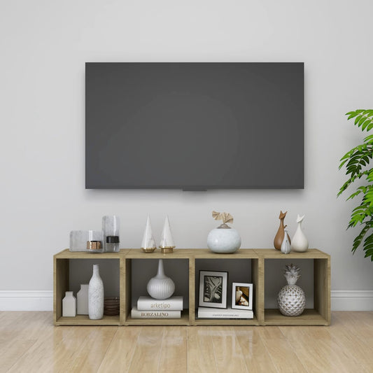 TV-skabe 4 stk Hvid Sonoma eg 37x35x37 cm træmateriale