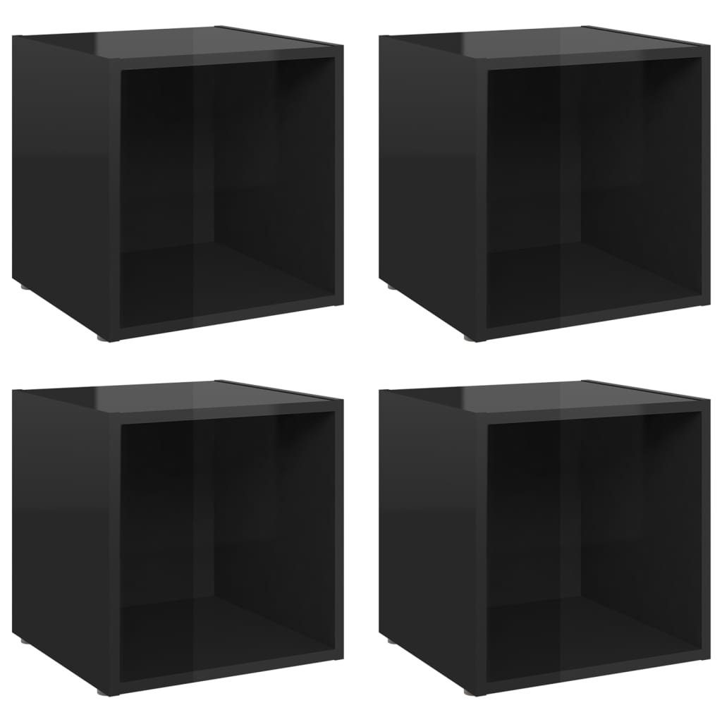 TV-skabe 4 stk Sort højglans 37x35x37 cm træmateriale