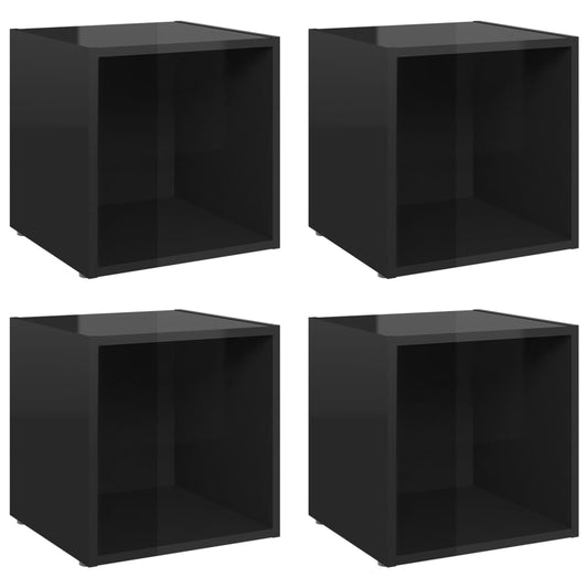 TV-skabe 4 stk Sort højglans 37x35x37 cm træmateriale