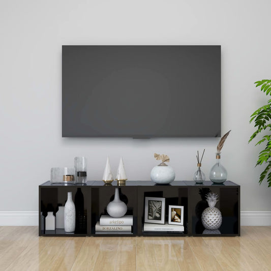TV-skabe 4 stk Sort højglans 37x35x37 cm træmateriale