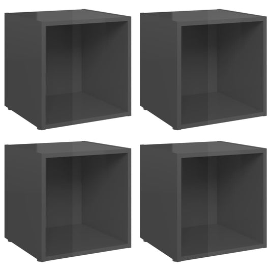 TV-skabe 4 stk højglans grå 37x35x37 cm træmateriale