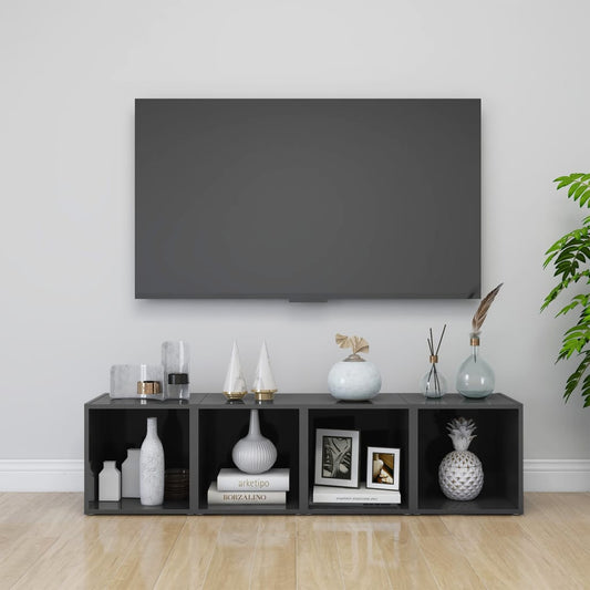 TV-skabe 4 stk højglans grå 37x35x37 cm træmateriale