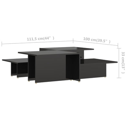 Couchtische 2Stk. Hochglanz-Schwarz 111,5x50x33cm Holzwerkstoff