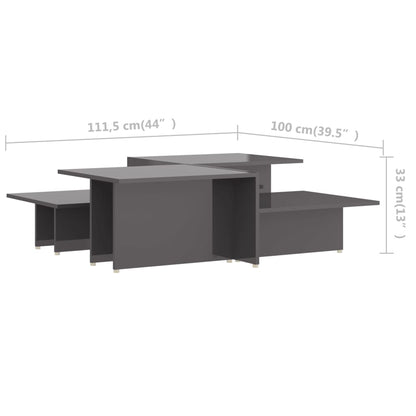 Couchtische 2 Stk. Hochglanz-Grau 111,5x50x33 cm Holzwerkstoff