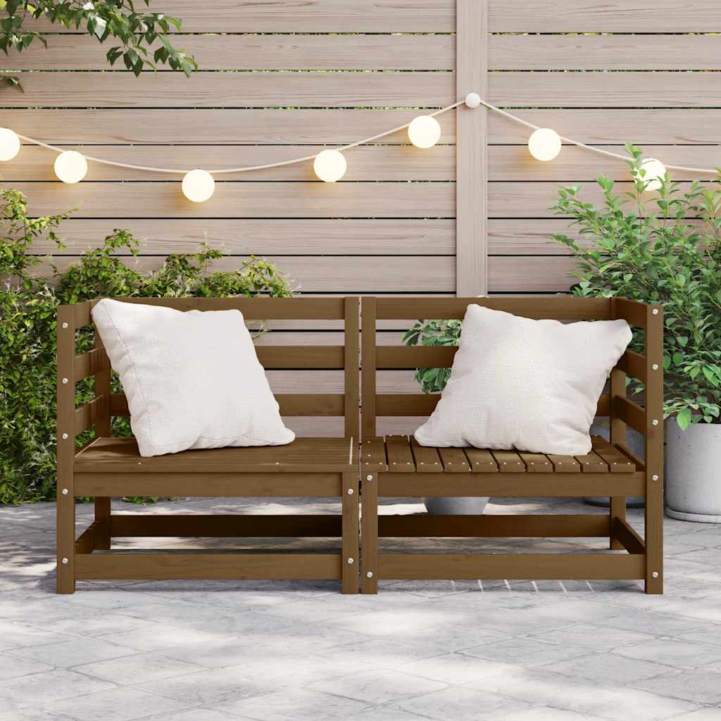 Garten-Ecksofas 2 Stk. Honigbraun Kiefer Massivholz