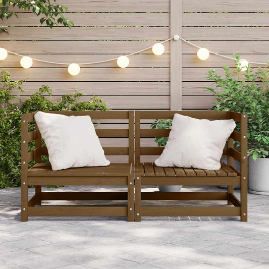 Garten-Ecksofas 2 Stk. Honigbraun Kiefer Massivholz