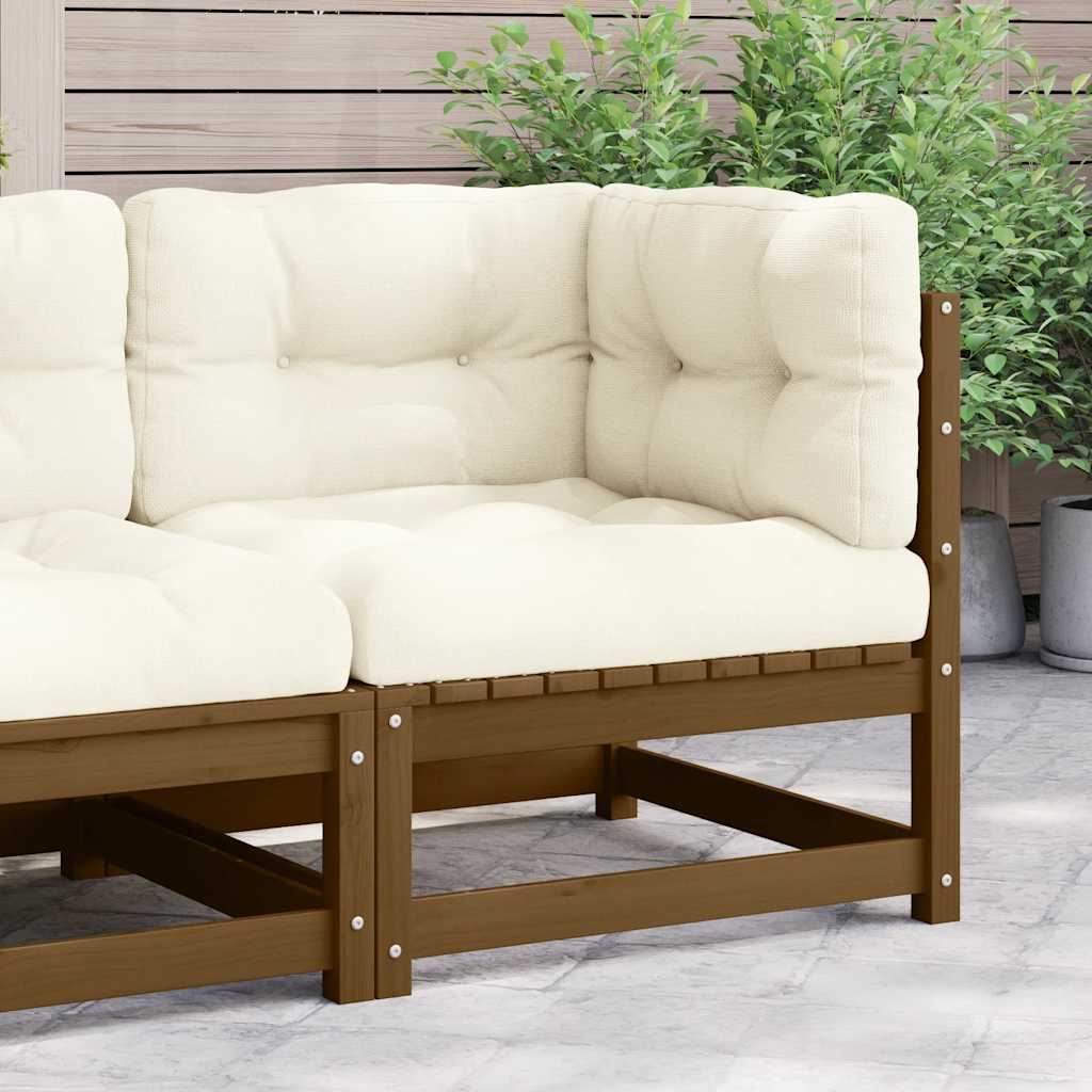 Garten-Ecksofa mit Creme Kissen Massivholz Kiefer