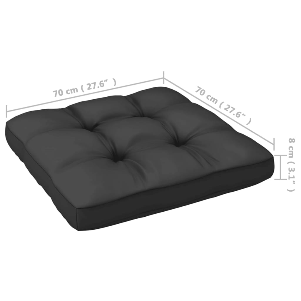 Garten-Fußhocker mit Kissen Schwarz Kiefer Massivholz