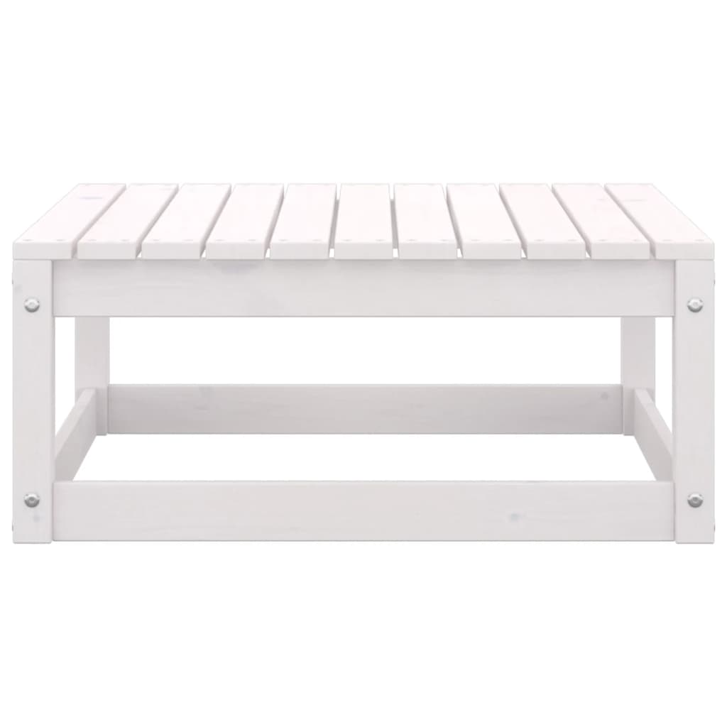 Garten-Fußhocker mit Kissen 2 Stk. Weiß Massivholz Kiefer