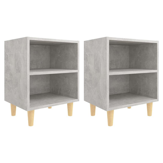 Nachttische mit Massivholz-Beinen 2 Stk. Betongrau 40x30x50 cm