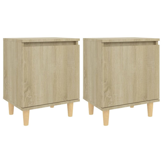 Nachttische 2 Stk. Massivholz-Beinen Sonoma-Eiche 40x30x50cm
