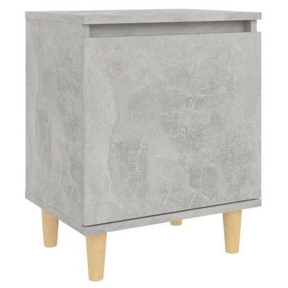 Nachttisch mit Massivholz-Beinen Betongrau 40x30x50 cm