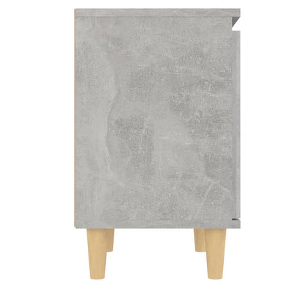 Nachttisch mit Massivholz-Beinen Betongrau 40x30x50 cm