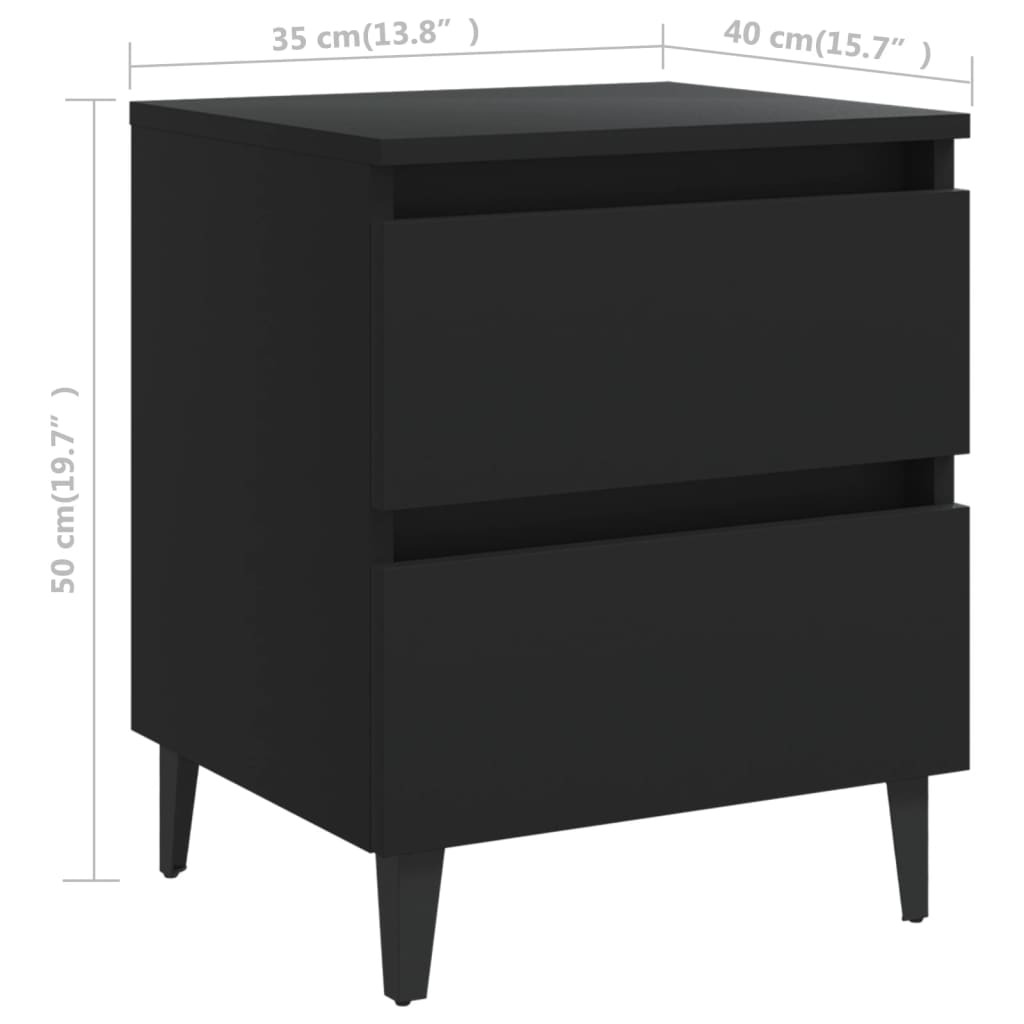 Nachttische 2 Stk. Schwarz 40x35x50 cm Holzwerkstoff