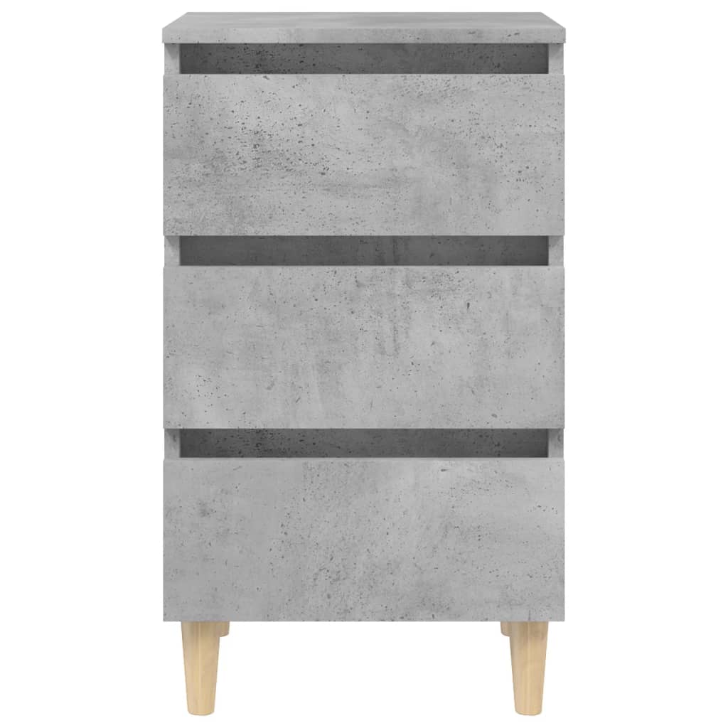 Nachttisch mit Massivholz-Beinen Betongrau 40x35x69 cm