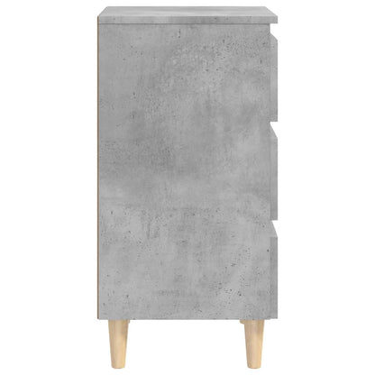 Nachttisch mit Massivholz-Beinen Betongrau 40x35x69 cm