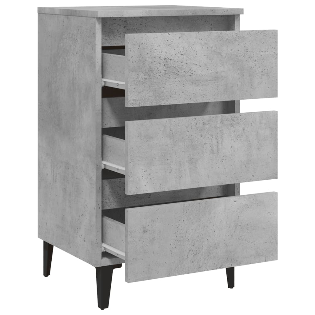 Nachttisch mit Metallbeinen Betongrau 40x35x69 cm