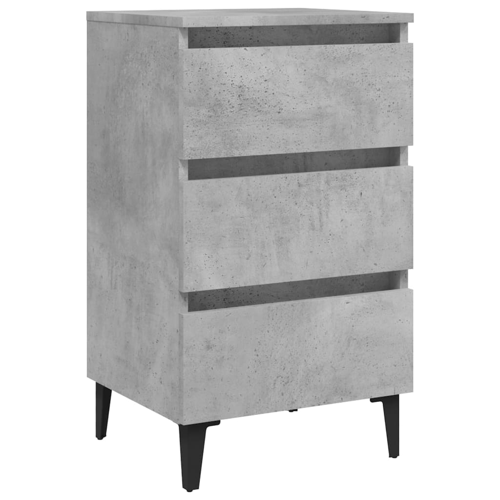 Nachttische mit Metallbeinen 2 Stk. Betongrau 40x35x69 cm