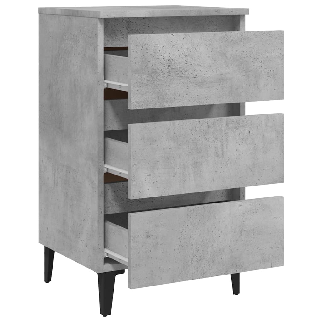 Nachttische mit Metallbeinen 2 Stk. Betongrau 40x35x69 cm