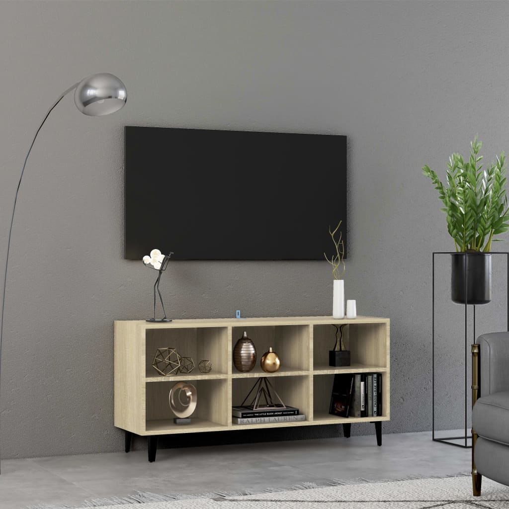 TV-Schrank mit Metallbeinen Sonoma-Eiche 103,5x30x50 cm