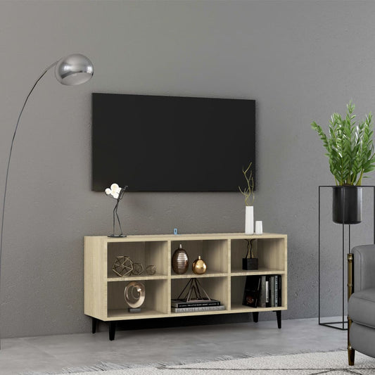 TV-Schrank mit Metallbeinen Sonoma-Eiche 103,5x30x50 cm