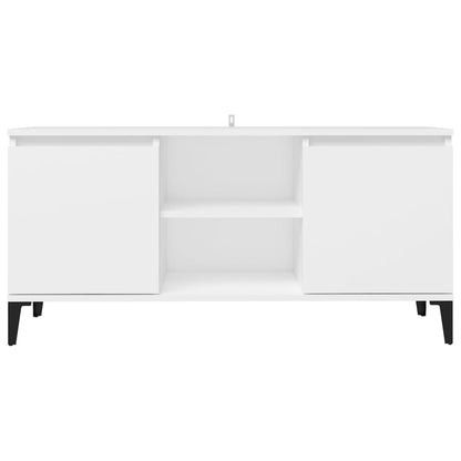 TV-Schrank mit Metallbeinen Weiß 103,5x35x50 cm