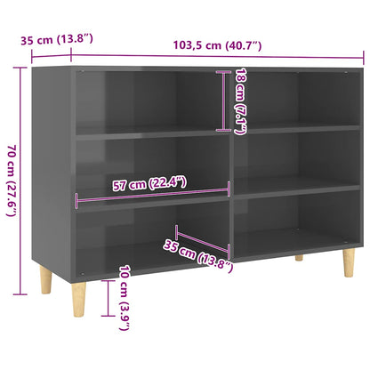 Sideboard Hochglanz-Grau 103,5x35x70 cm Holzwerkstoff
